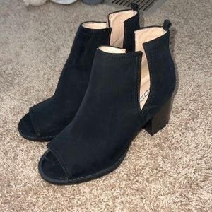 Black Peep Toe Heeled Booties